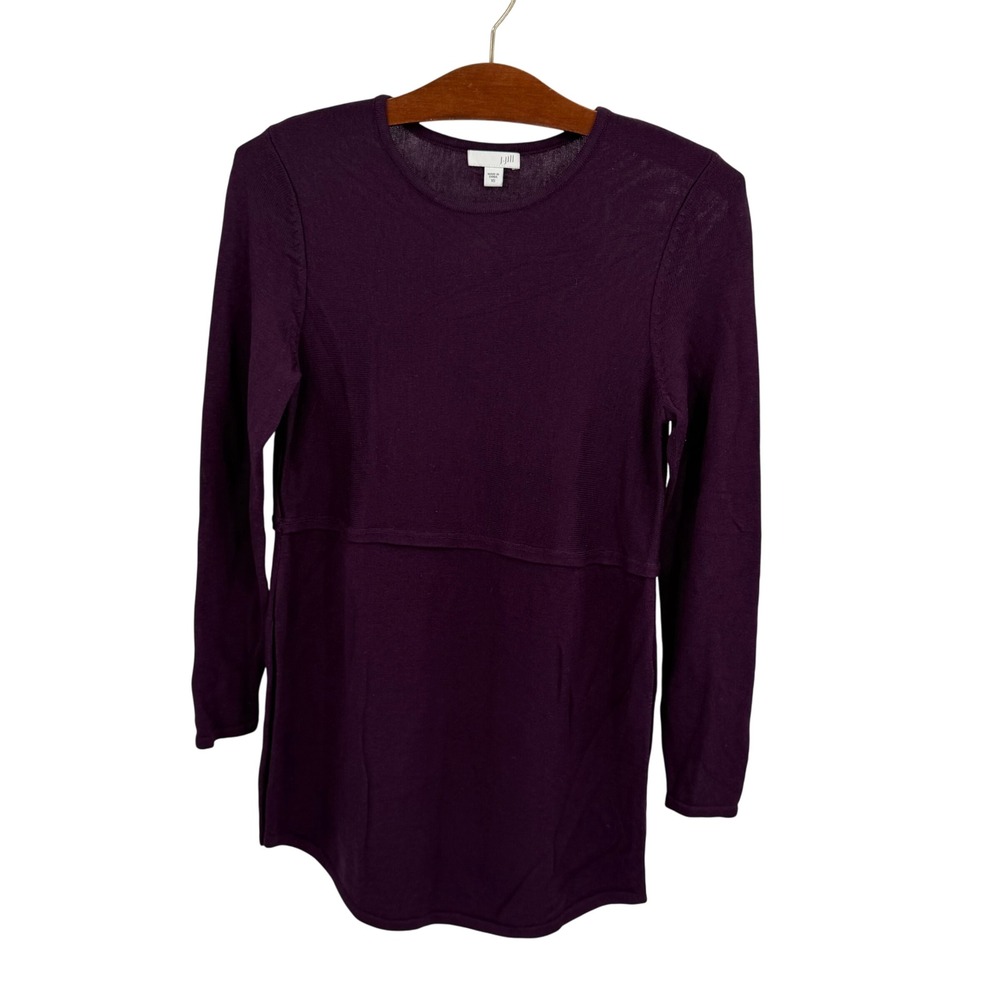 J Jill Women's Size XS Viscose Rayon Wool Blend V Neck Pullover Purple‎ Sweater